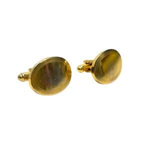Vintage Gold Tone Cuff Links Art Deco Style Oval